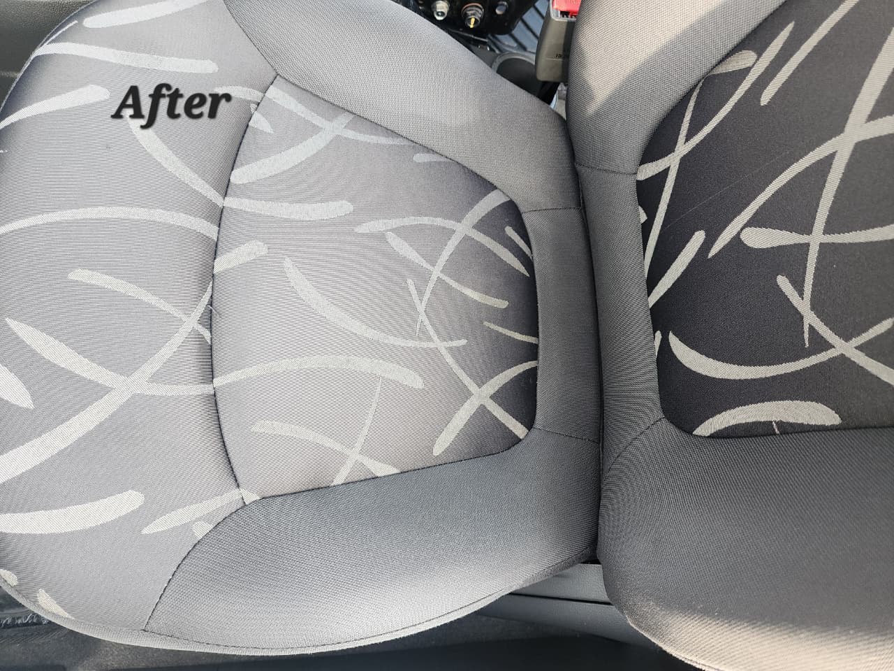Patterned fabric seat after professional cleaning service