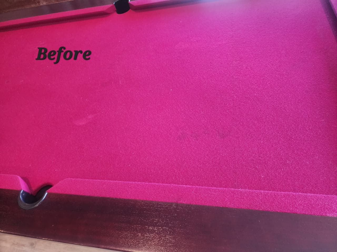 Pool table felt before deep cleaning service